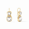 Aquitaine Drop Earrings: Gold-tone, two-stone earrings featuring clear quartz.