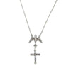 Ava Cruz Dove & Cross Necklace: Silver chain, jeweled bird & cross pendant.