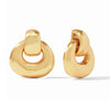 Avalon Demi Doorknocker gold earrings: Hammered textured metal, statement style.