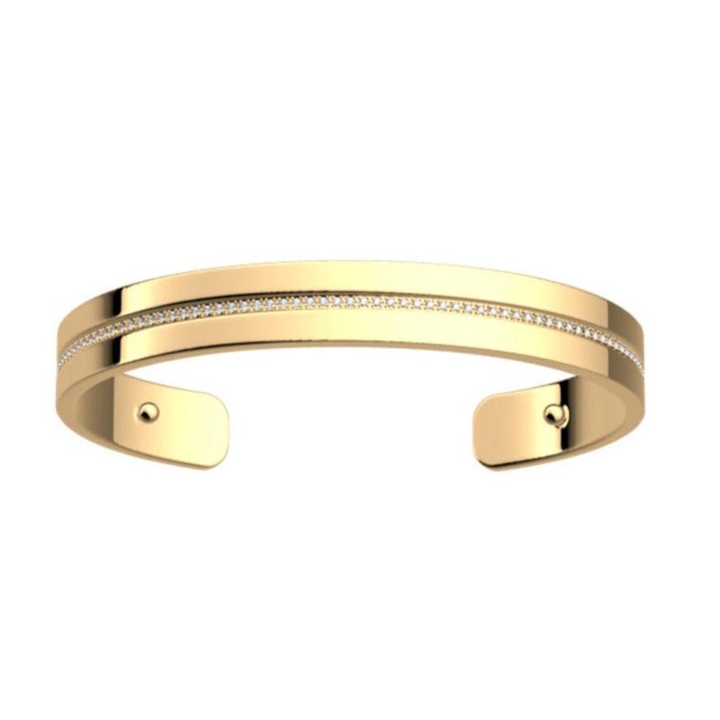 Gold Bandeau Precious 14mm cuff bracelet with diamond accents.