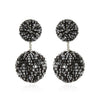 Beaded Double Gumball Earrings: Black & silver beaded statement earrings; two-tiered design.