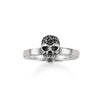 Black skull ring, size 7, featuring black cubic zirconia accents.
