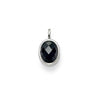 Black Zirconia oval pendant with silver-toned frame