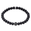 Black matte bead bracelet with pave accent bead