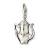 Charm 0435 silver teapot charm, detailed design.