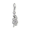 Charm 0865 Snake charm, silver snake design, detailed textured scales.