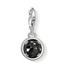 Charm 1018 Black Pendant: Silver-toned charm featuring a faceted black crystal.