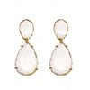 Clear Quartz Teardrop Earrings with gold settings; elegant, statement jewelry.