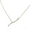 Elegant gold diamond bar necklace with curved design.