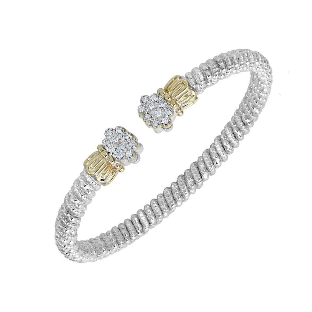 Diamond Fleur bracelet: two-toned metal, textured design, accented with sparkling diamond clusters.