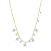 Diamond Stars necklace with yellow gold chain and sparkling diamond stars and beads.