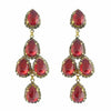 Dutchess Of Fabulous Ruby earrings: statement chandelier style with red gemstone drops and gold accents.
