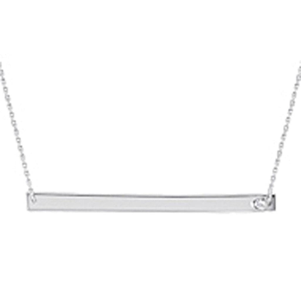 Engravable silver bar necklace with delicate chain, personalized jewelry