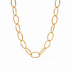 Gold Fleur-de-Lis hammered oval link necklace