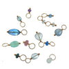Gemstone Accents Blues: Assorted blue, green, & pink gemstone charms with gold-filled wire—perfect for jewelry making.