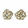 Girlie Queen pearl & pyrite statement earrings with opal center