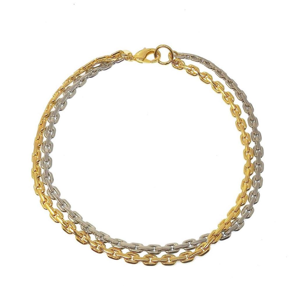 Gold and silver double link chain necklace