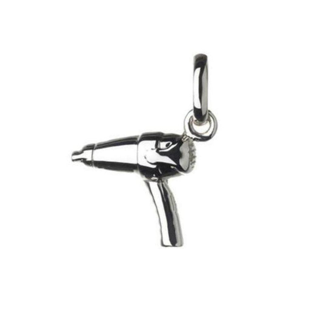 Silver hairdryer charm pendant