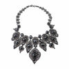 Hello Sweetie statement necklace; black crystal and gunmetal chain.