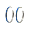 Blue opal hoop earrings with silver settings