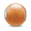 Karma Bead Red Aventurine charm: Round, orange-toned bead with sterling silver accents.
