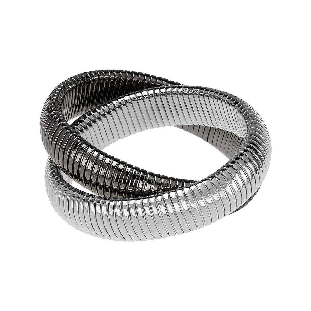 Double Cobra bracelet in rhodium and gunmetal