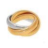 Triple Twist Cobra Bracelet in gold and rhodium.