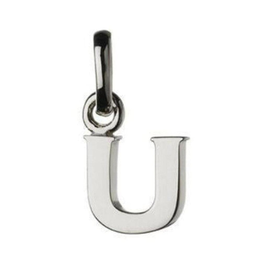 Silver letter U charm pendant