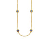 Loire Station Necklace: Gold chain with three blue sapphires.