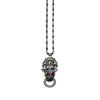 Mawi Black Leopard necklace: Gunmetal chain, black leopard pendant with crystal accents.