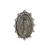 Milagrosa Silver Ring, size 9, features clear crystal accents & Virgin Mary oval medallion.
