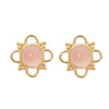 Milan Pink Chalcedony earrings: delicate gold flower setting, pale pink stones.