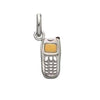 Silver mobile phone charm with gold detail