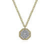 Octagonal diamond pendant necklace with gold chain