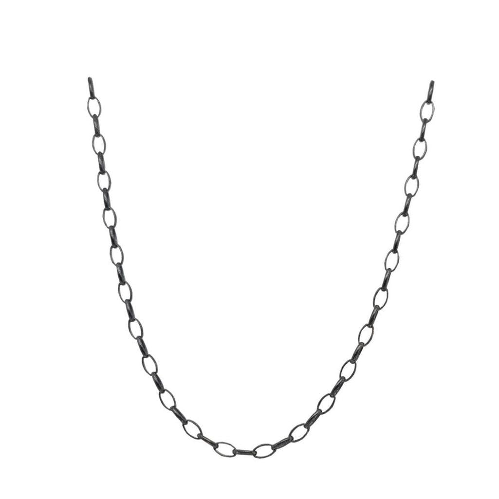 Oxidized large oval link sterling silver chain necklace
