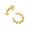 1 1/4 inch triple-plated 24k gold Estate hoop earrings with a textured bamboo-inspired design and post backs.
