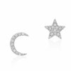 Star and Moon White Gold Post Studs-Liven Co-Swag Designer Jewelry