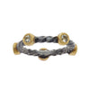 Ara 24k Twisted Diamond Band: Oxidized silver & 24k gold band with bezel-set diamonds.