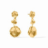 Gold Bloom Tier earrings: Floral drop design, hammered texture.
