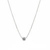 Elegant solitaire diamond pendant necklace with delicate chain.
