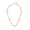 Genuine Pink Jade Necklace with Gold Beads: Elegant pink jade beads and 14k gold accents.