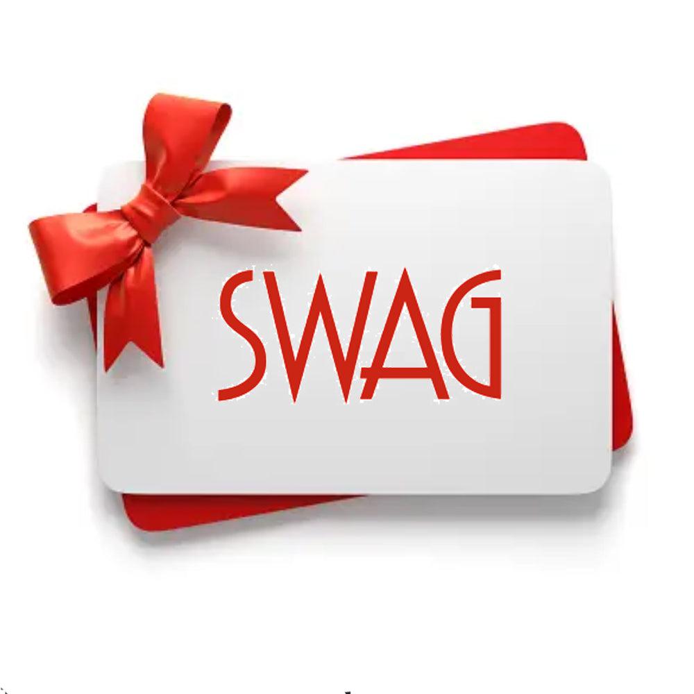 SWAG gift card with red ribbon