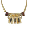 Gold and Brass Necklace with Black Stones and Tiger eye-Iosselliani-Swag Designer Jewelry