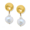 Elegant gold bead and pearl dangle earrings