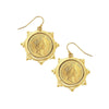 Gold Queen Elizabeth Coin Dangle earrings: Gold-tone Queen Elizabeth II coin design.