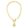 Gold Heart on Link Chain necklace with pearl accent