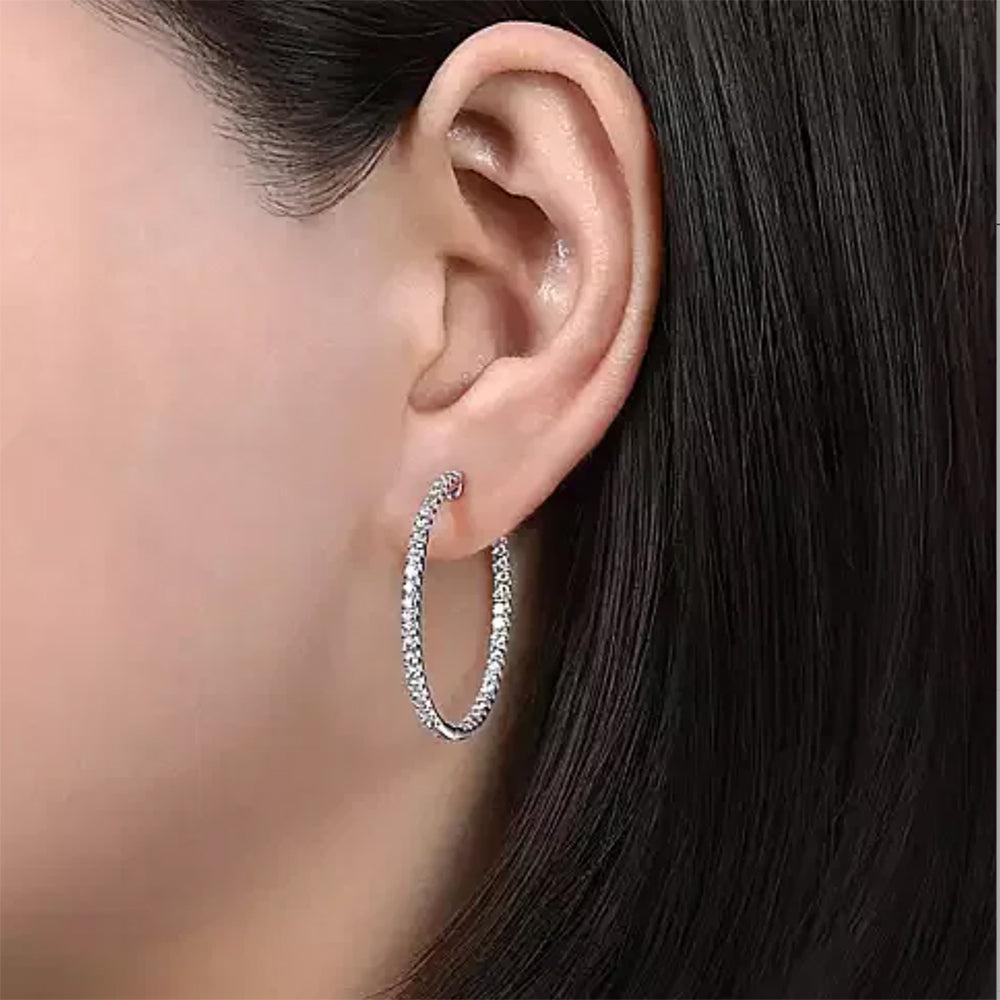 1 inch Inside Out Diamond Hoops-Gabriel & Co-Swag Designer Jewelry