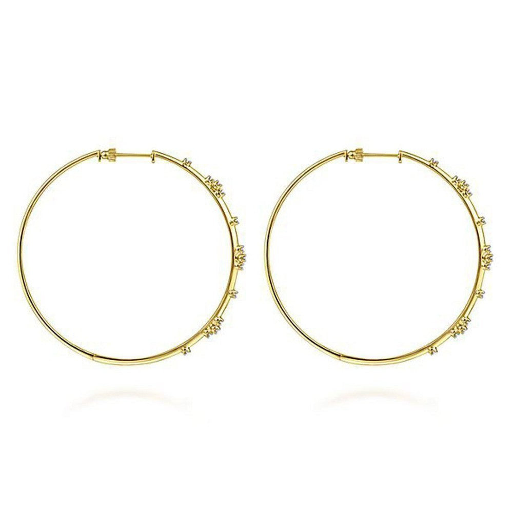 14K Yellow Gold 60mm Diamond Hoop Earrings-Gabriel & Co-Swag Designer Jewelry