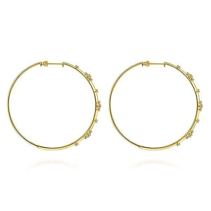 14K Yellow Gold 60mm Diamond Hoop Earrings-Gabriel & Co-Swag Designer Jewelry