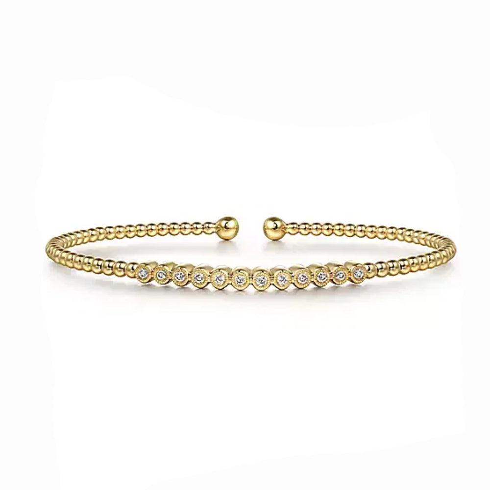 14K Yellow Gold Bujukan Bead Diamond Bangle-Gabriel & Co-Swag Designer Jewelry